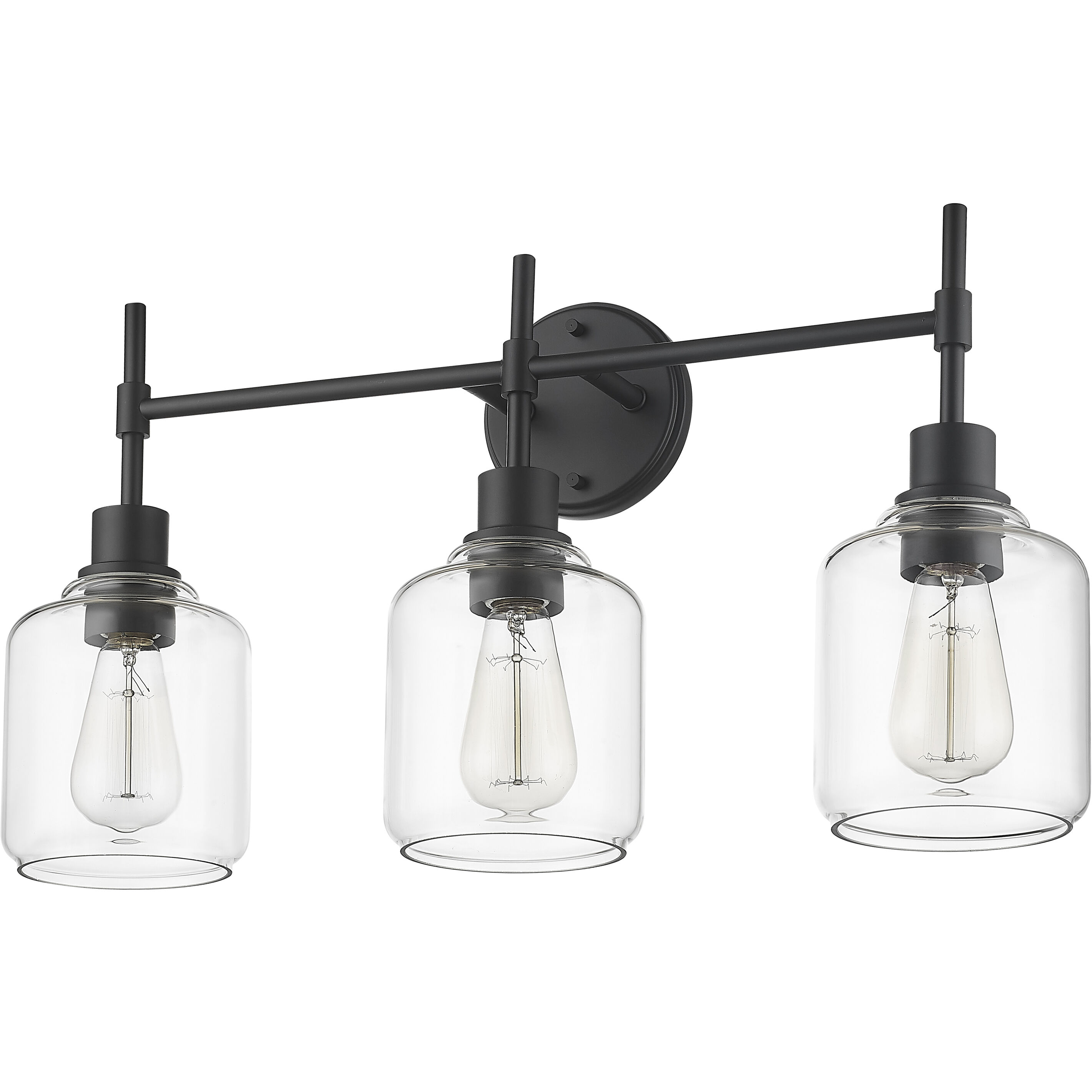 Asheville 3 Light 25 inch Matte Black Bathroom Vanity Light Wall Light